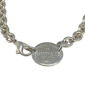 TIFFANY Co Necklace Choker to Oval Chain Silver Sterling